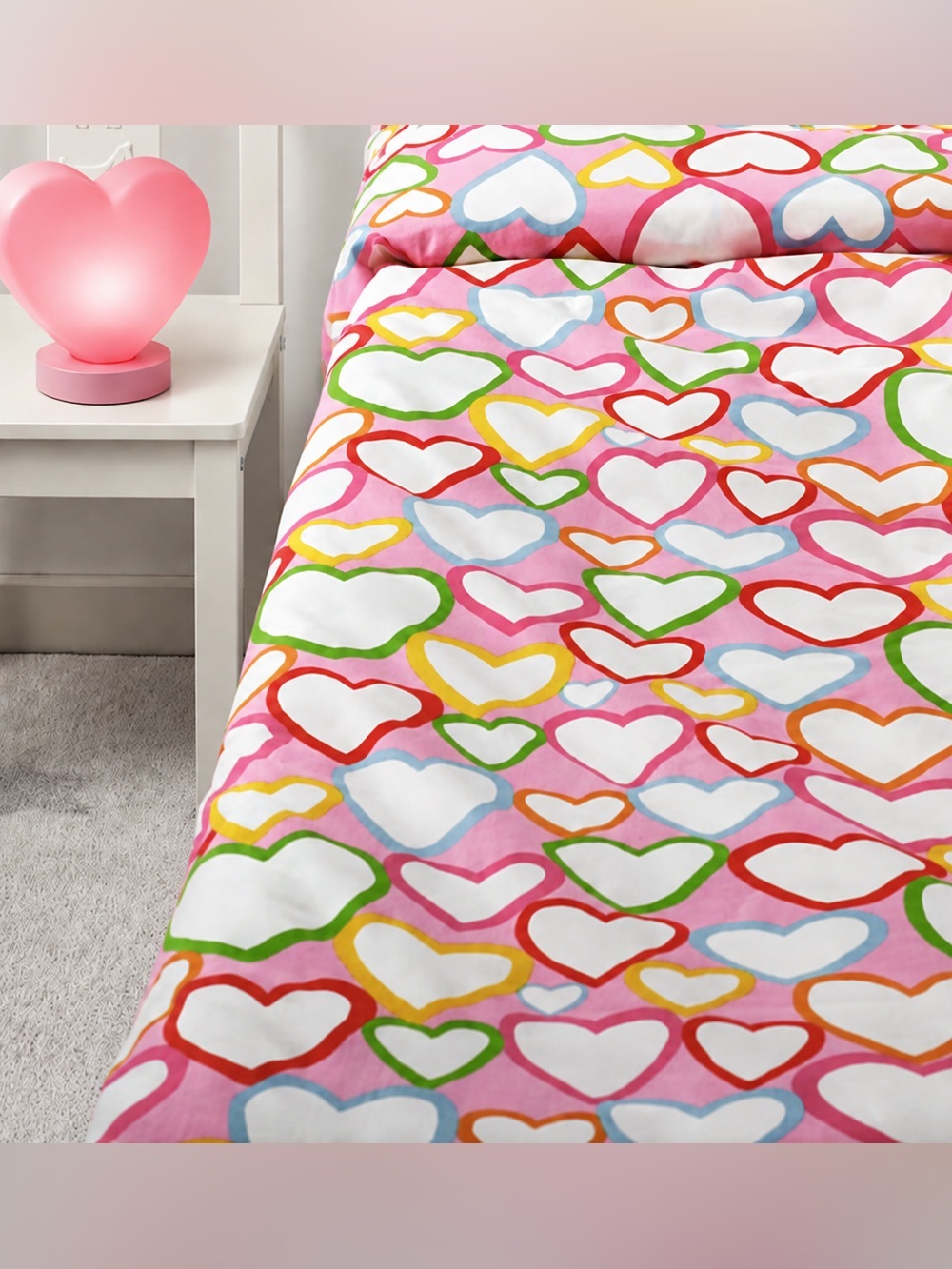 IKEA VITAMINER HJÄRTA Twin Duvet Cover Pink Heart Print 100% Cotton BNWOT